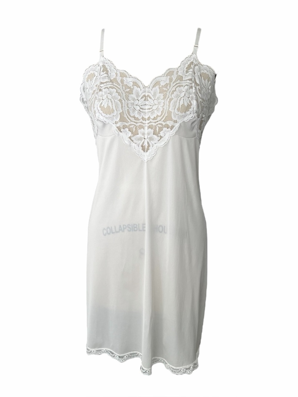 Vintage White Lace Trim Midi Slip Dress